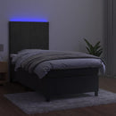 vidaXL sötétszürke bársony rugós és LED-es ágy matraccal 80 x 200 cm