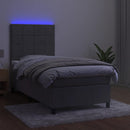vidaXL világosszürke bársony rugós és LED-es ágy matraccal 90x190 cm