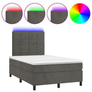 vidaXL sötétszürke bársony rugós és LED-es ágy matraccal 120x200 cm