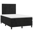 vidaXL fekete bársony rugós és LED-es ágy matraccal 120x200 cm