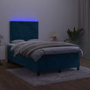 vidaXL sötétkék bársony rugós és LED-es ágy matraccal 120x200 cm