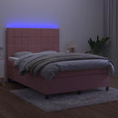 vidaXL rózsaszín bársony rugós és LED-es ágy matraccal 140x190 cm