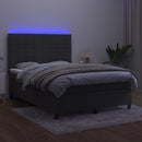 vidaXL sötétszürke bársony rugós és LED-es ágy matraccal 140x200 cm