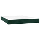 vidaXL sötétzöld bársony rugós és LED-es ágy matraccal 140x200 cm