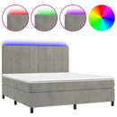 vidaXL világosszürke bársony rugós és LED-es ágy matraccal 180x200 cm