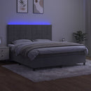 vidaXL világosszürke bársony rugós és LED-es ágy matraccal 180x200 cm