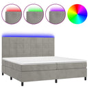 vidaXL világosszürke bársony rugós és LED-es ágy matraccal 200x200 cm