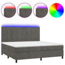 vidaXL sötétszürke bársony rugós és LED-es ágy matraccal 200x200 cm