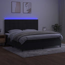 vidaXL fekete bársony rugós és LED-es ágy matraccal 200x200 cm