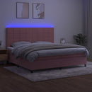 vidaXL rózsaszín bársony rugós és LED-es ágy matraccal 200x200 cm