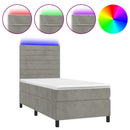 vidaXL világosszürke bársony rugós és LED-es ágy matraccal 90x190 cm