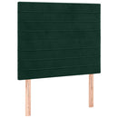 vidaXL sötétzöld bársony rugós és LED-es ágy matraccal 90x190 cm