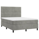 vidaXL világosszürke bársony rugós és LED-es ágy matraccal 140x190 cm