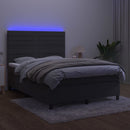 vidaXL sötétszürke bársony rugós és LED-es ágy matraccal 140x190 cm