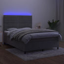vidaXL világosszürke bársony rugós és LED-es ágy matraccal 140x200 cm