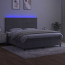 vidaXL világosszürke bársony rugós és LED-es ágy matraccal 160x200 cm
