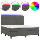 vidaXL sötétszürke bársony rugós és LED-es ágy matraccal 160x200 cm