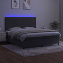 vidaXL sötétszürke bársony rugós és LED-es ágy matraccal 180x200 cm