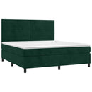 vidaXL sötétzöld bársony rugós és LED-es ágy matraccal 180x200 cm