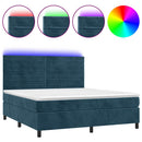 vidaXL sötétkék bársony rugós és LED-es ágy matraccal 180x200 cm