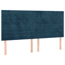 vidaXL sötétkék bársony rugós és LED-es ágy matraccal 180x200 cm