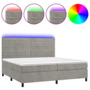 vidaXL világosszürke bársony rugós és LED-es ágy matraccal 200x200 cm
