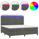 vidaXL sötétszürke bársony rugós és LED-es ágy matraccal 200x200 cm