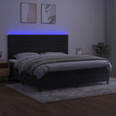 vidaXL fekete bársony rugós és LED-es ágy matraccal 200x200 cm