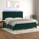 vidaXL sötétzöld bársony rugós és LED-es ágy matraccal 200x200 cm