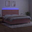 vidaXL rózsaszín bársony rugós és LED-es ágy matraccal 200x200 cm