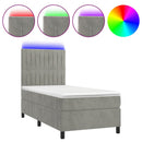 vidaXL világosszürke bársony rugós és LED-es ágy matraccal 80 x 200 cm