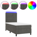 vidaXL sötétszürke bársony rugós és LED-es ágy matraccal 90x190 cm