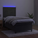 vidaXL sötétszürke bársony rugós és LED-es ágy matraccal 90x190 cm