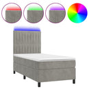 vidaXL világosszürke bársony rugós és LED-es ágy matraccal 90x200 cm