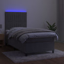 vidaXL világosszürke bársony rugós és LED-es ágy matraccal 100x200 cm