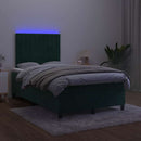 vidaXL sötétzöld bársony rugós és LED-es ágy matraccal 120x200 cm