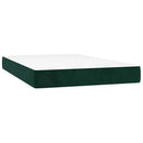 vidaXL sötétzöld bársony rugós és LED-es ágy matraccal 120x200 cm