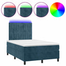 vidaXL sötétkék bársony rugós és LED-es ágy matraccal 120x200 cm