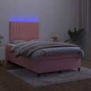vidaXL rózsaszín bársony rugós és LED-es ágy matraccal 120x200 cm