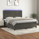 vidaXL sötétszürke bársony rugós és LED-es ágy matraccal 160x200 cm