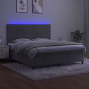 vidaXL világosszürke bársony rugós és LED-es ágy matraccal 180x200 cm