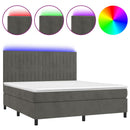 vidaXL sötétszürke bársony rugós és LED-es ágy matraccal 180x200 cm