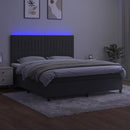 vidaXL sötétszürke bársony rugós és LED-es ágy matraccal 180x200 cm