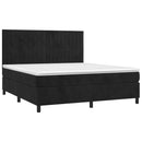 vidaXL fekete bársony rugós és LED-es ágy matraccal 180x200 cm