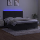 vidaXL fekete bársony rugós és LED-es ágy matraccal 180x200 cm