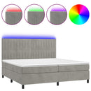 vidaXL világosszürke bársony rugós és LED-es ágy matraccal 200x200 cm