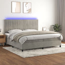 vidaXL világosszürke bársony rugós és LED-es ágy matraccal 200x200 cm