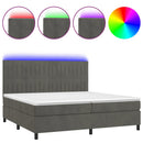 vidaXL sötétszürke bársony rugós és LED-es ágy matraccal 200x200 cm