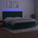 vidaXL sötétzöld bársony rugós és LED-es ágy matraccal 200x200 cm