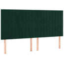 vidaXL sötétzöld bársony rugós és LED-es ágy matraccal 200x200 cm